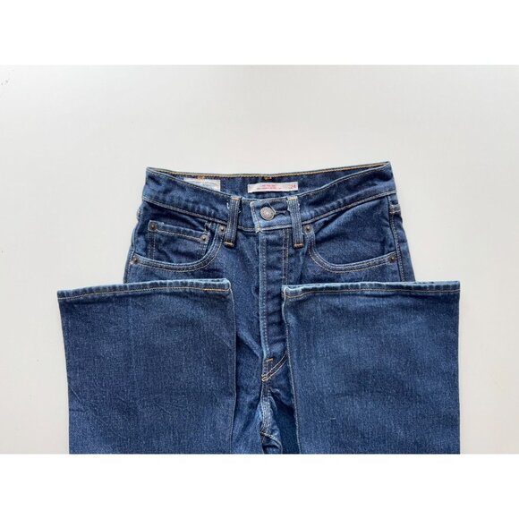 LEVI'S Ribcage Boot High Key Dark Wash Cotton High Rise Bootcut Jeans, Size 24 - Picture 11 of 15